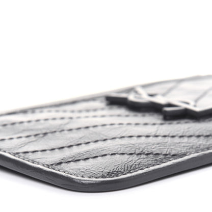Saint Laurent Crinkled Calfskin Matelasse Monogram Niki Bill Pouch Storm 8 of 13