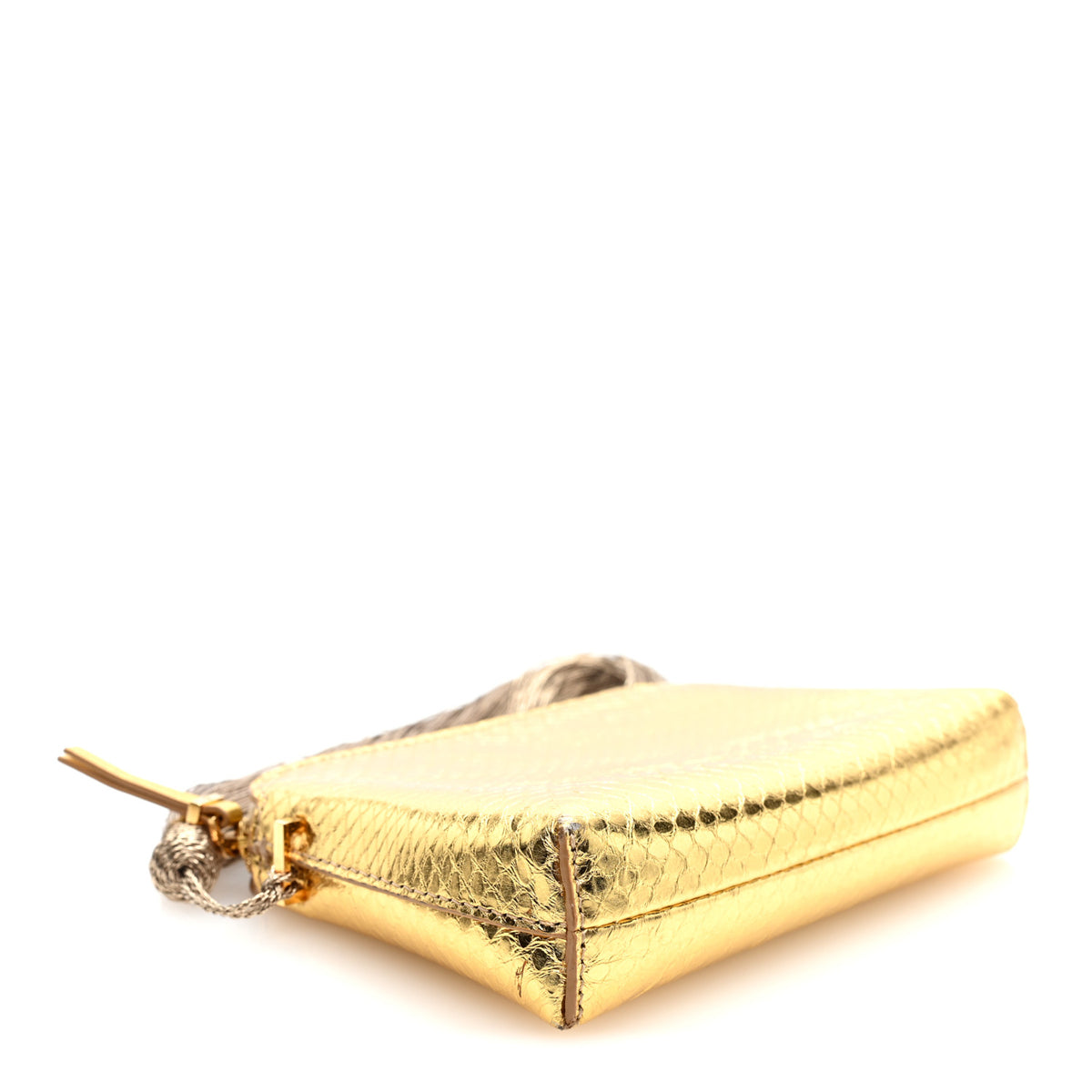 The Row Metallic Snakeskin Tassel Mini Wristlet Pouch Gold 4 of 7