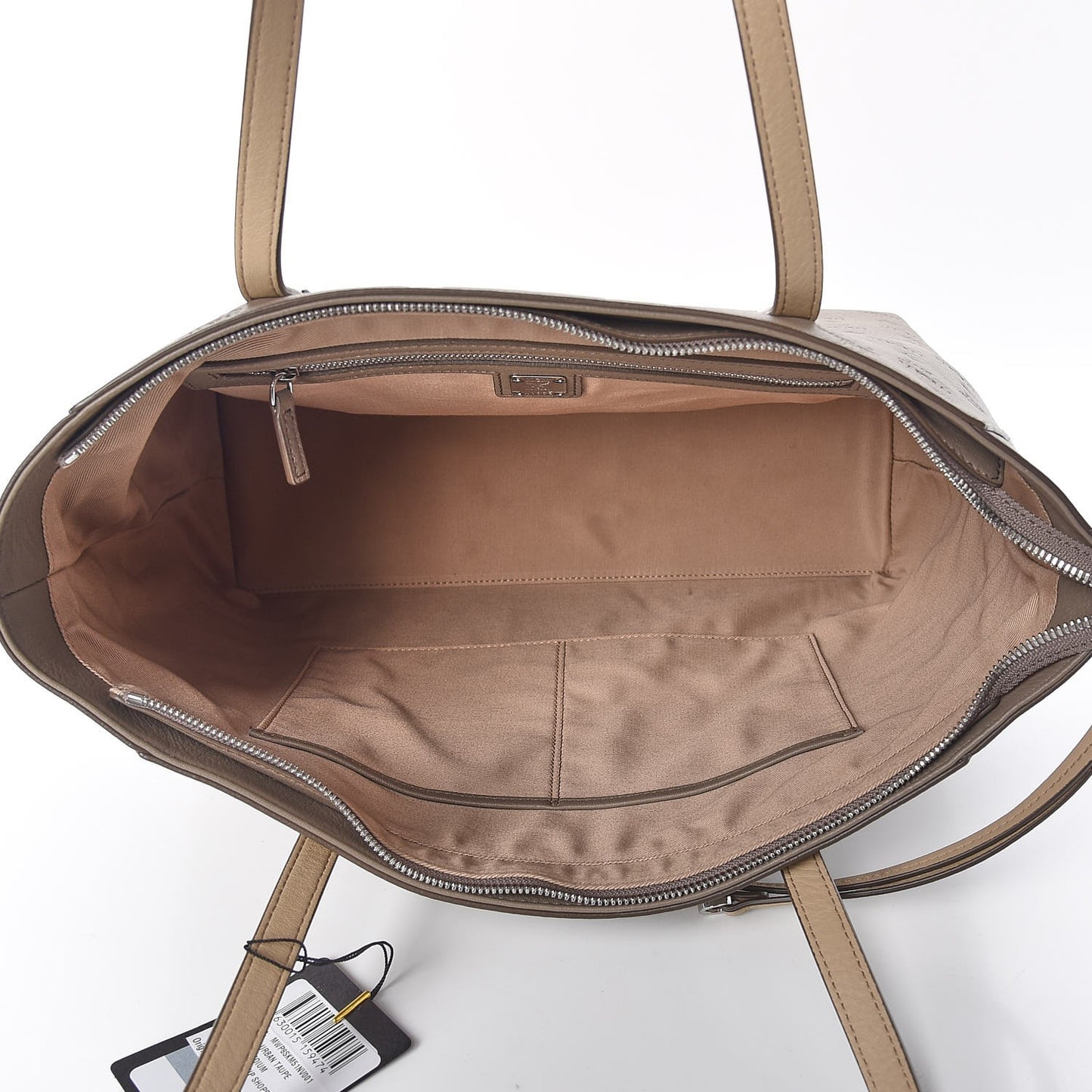 Grained Calfskin Monogram Medium Klara Top Zip Tote Urban Taupe