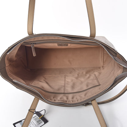 MCM Grained Calfskin Monogram Medium Klara Top Zip Tote Urban Taupe 5 of 10