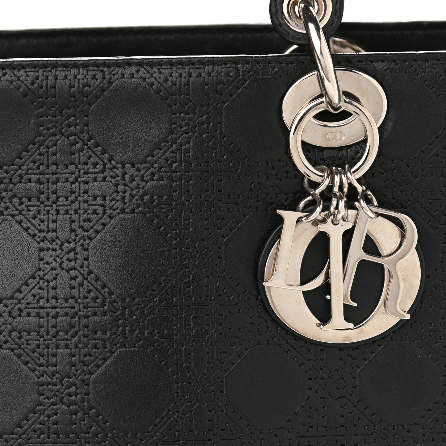 Lambskin Embossed Cannage Large Lady Dior Black