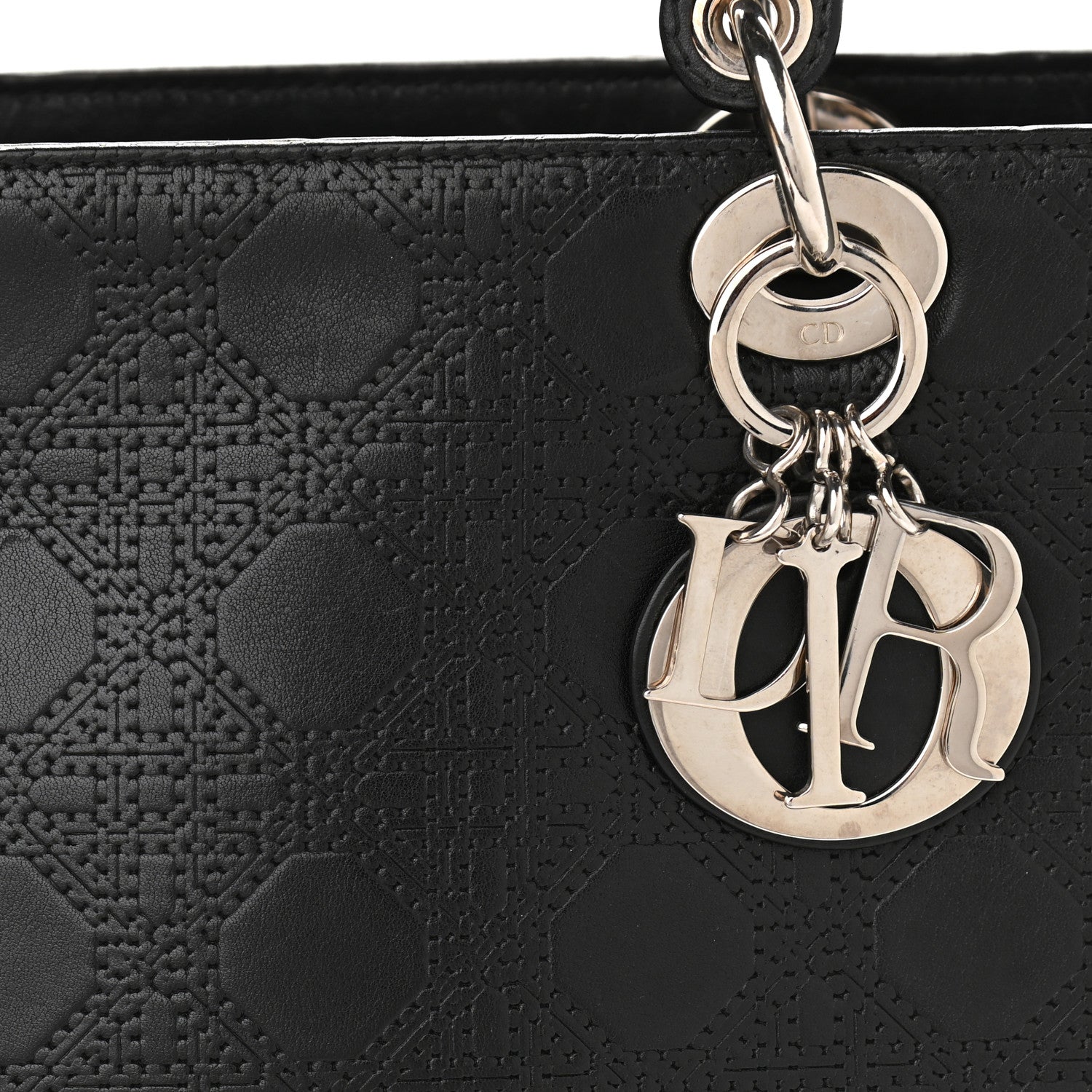 Christian Dior Lambskin Embossed Cannage Large Lady Dior Black 8 of 11