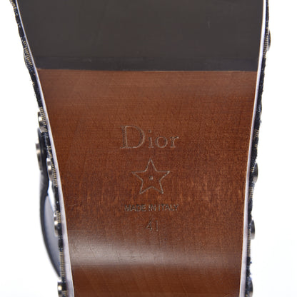 Christian Dior Canvas Oblique Diorquake 20mm Slingback Clogs 41 Deep Blue 6 of 8