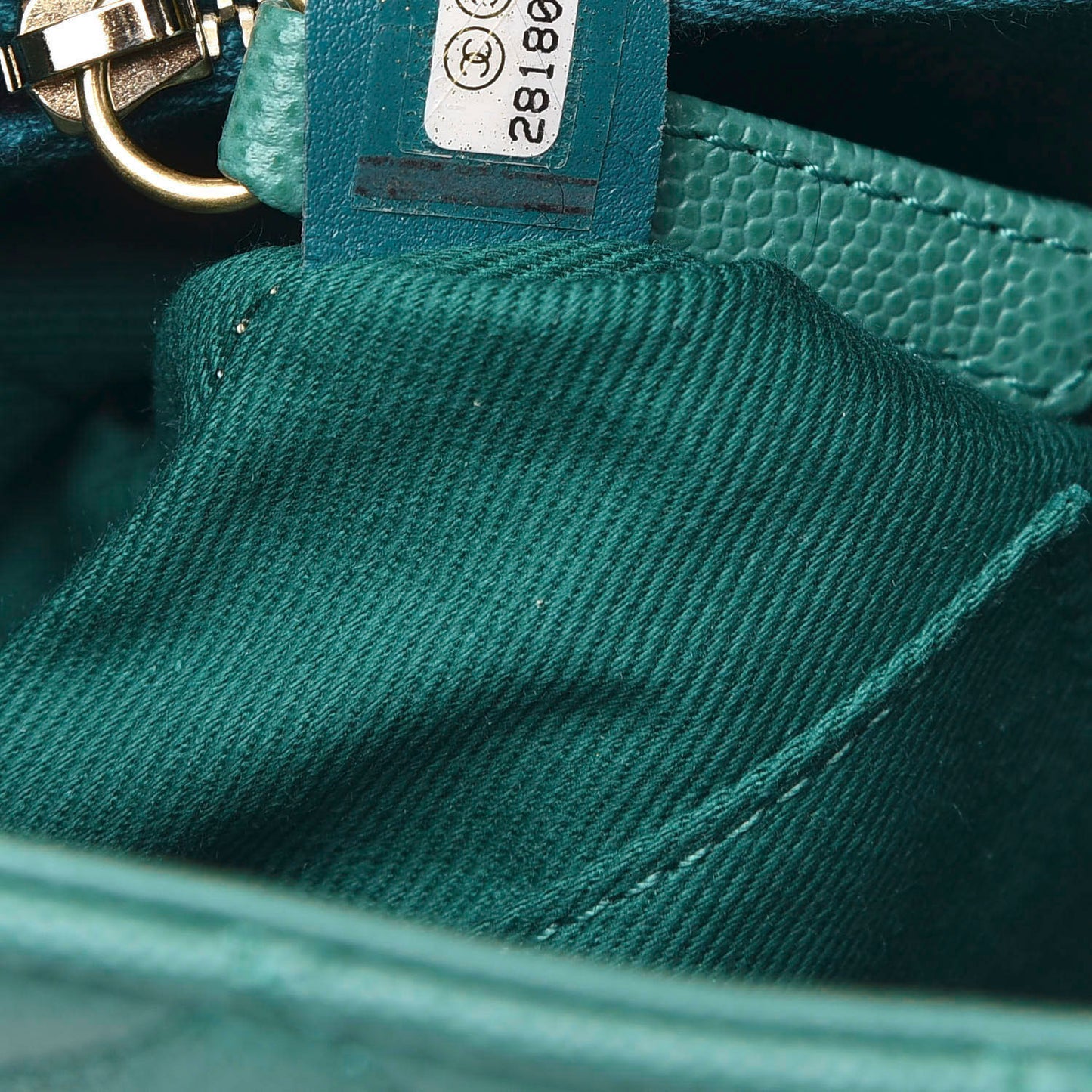 Caviar Lizard Quilted Small Coco Handle Flap Green