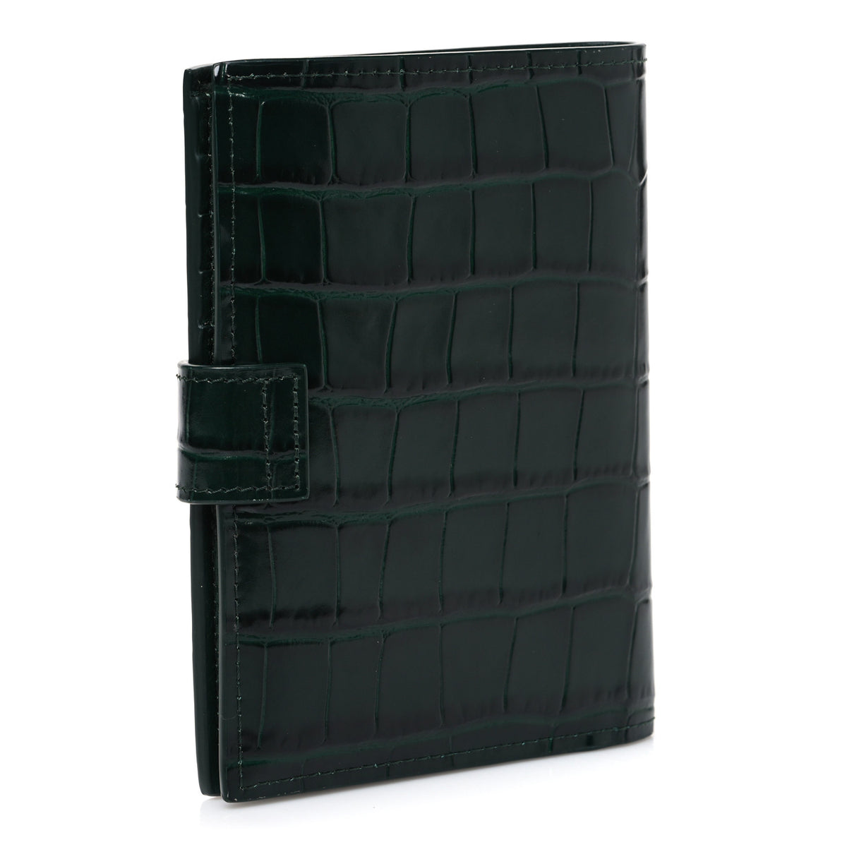 Calfskin Crocodile Embossed Crococo Passport Holder Emerald