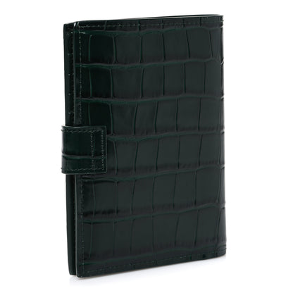 Chanel Calfskin Crocodile Embossed Crococo Passport Holder Emerald 3 of 8