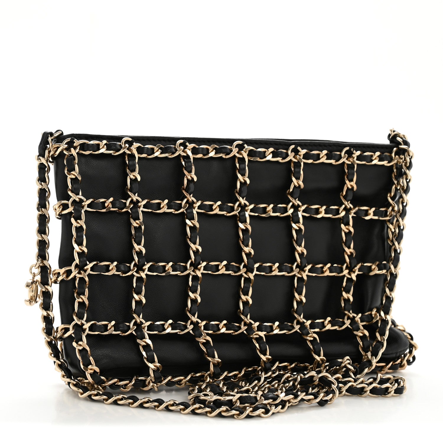 Chanel Lambskin Chain Frame Shoulder Bag Black 3 of 10