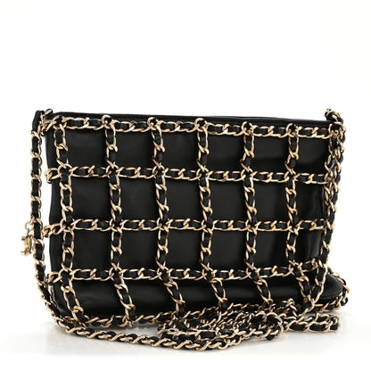 Chanel Lambskin Chain Frame Shoulder Bag Black 3 of 10