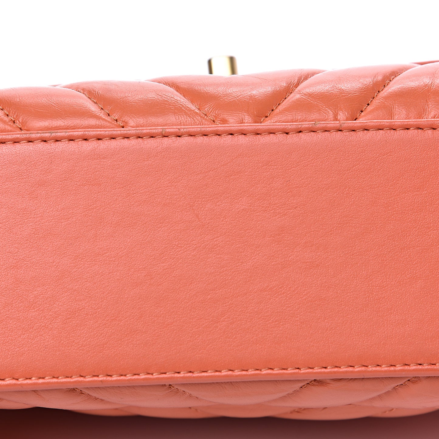 Calfskin Chevron Quilted Mini Coco Handle Flap Orange