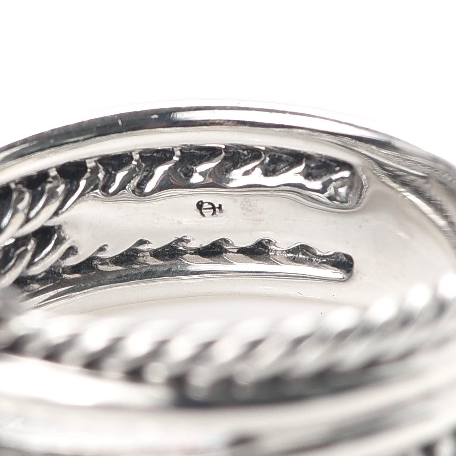 David Yurman Sterling Silver Diamond X Crossover Ring 52 6 4 of 5