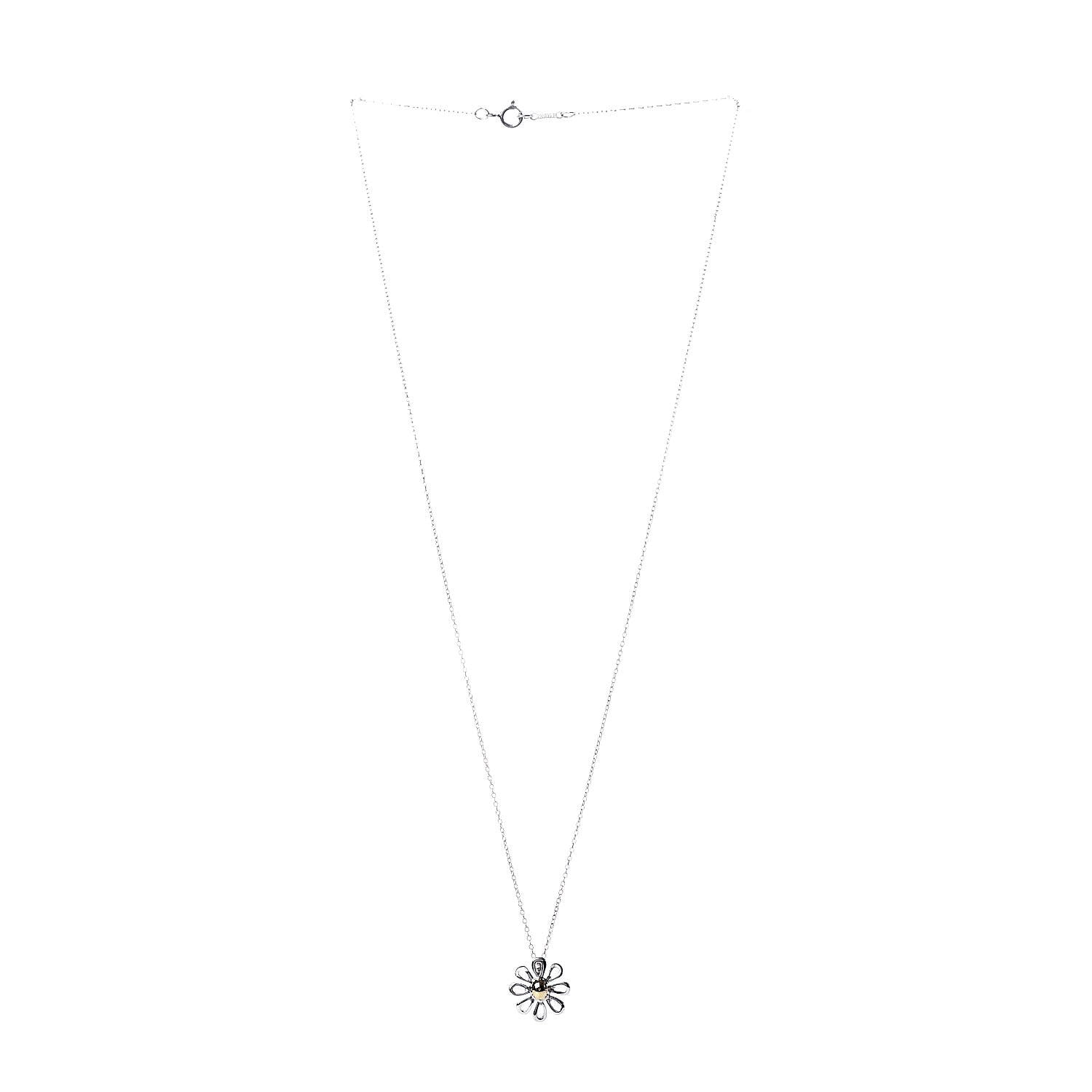 Tiffany Sterling Silver 18K Yellow Gold Daisy Pendant Necklace 3 of 7