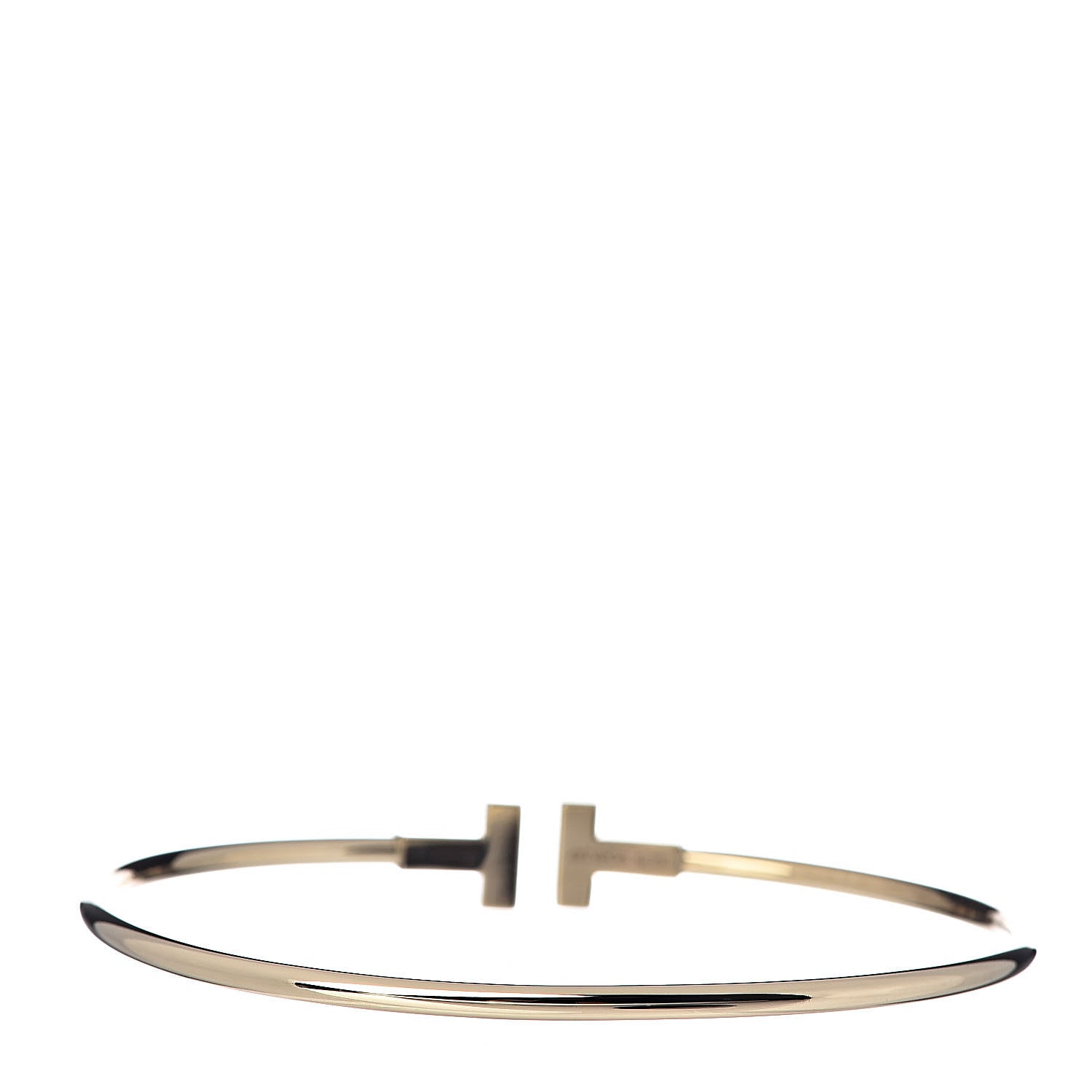 Tiffany 18K Yellow Gold Narrow T Wire Bracelet 3 of 4