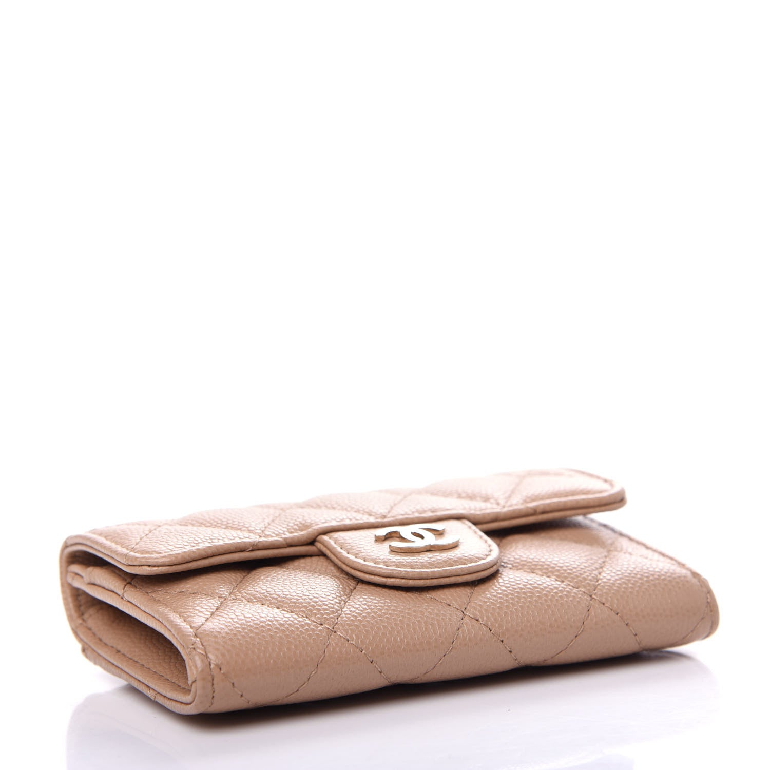 Chanel Caviar Quilted Flap Card Holder Wallet Beige 4 of 9