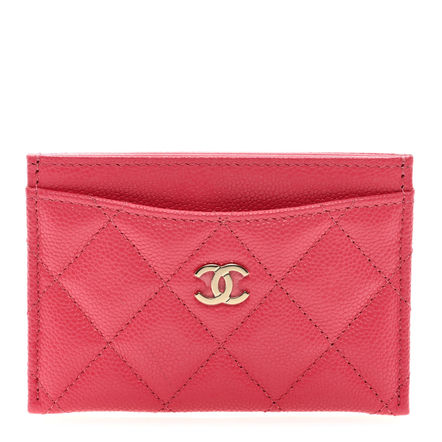 Caviar Quilted Card Holder Rose