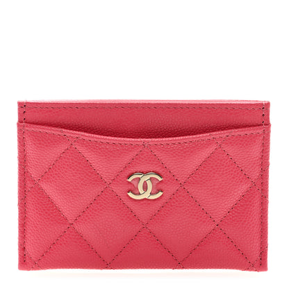 Chanel Caviar Quilted Card Holder Rose 1 of 9