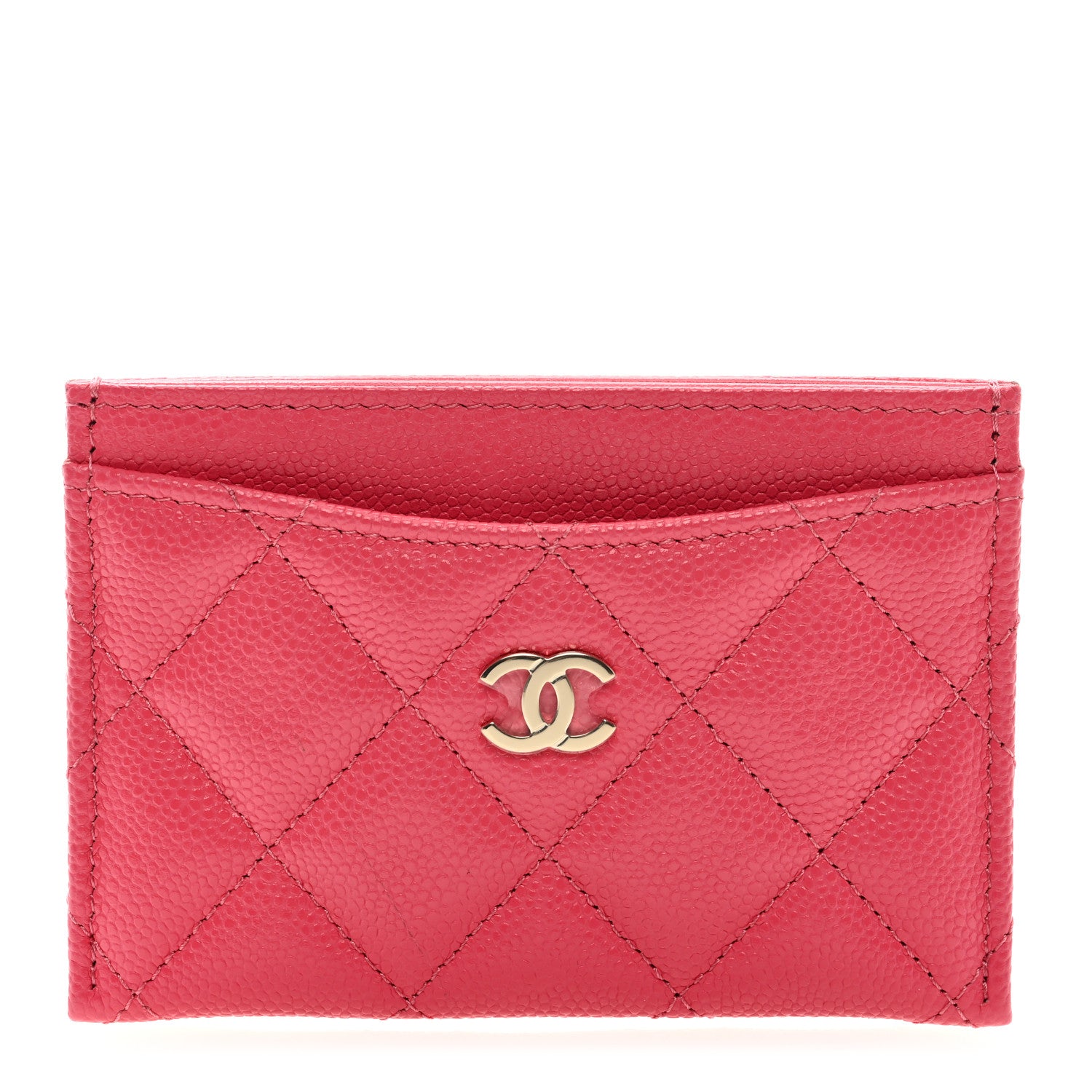 Chanel Caviar Quilted Card Holder Rose 1 of 9