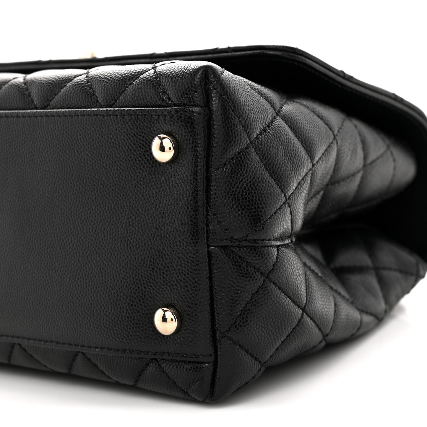 Caviar Quilted Small Coco Handle Flap Black