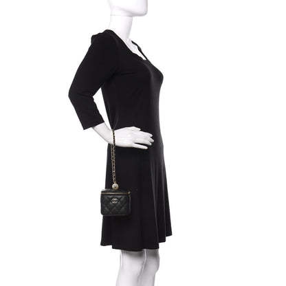 Chanel Caviar Quilted Mini Pearl On Top Vanity Case With Chain Black 2 of 10