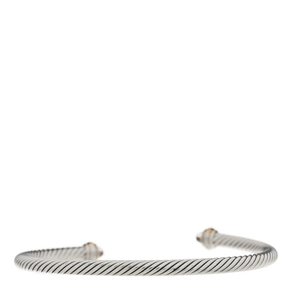 David Yurman Sterling Silver 18K Rose Gold Morganite 4mm Cable Classics Bracelet 2 of 4
