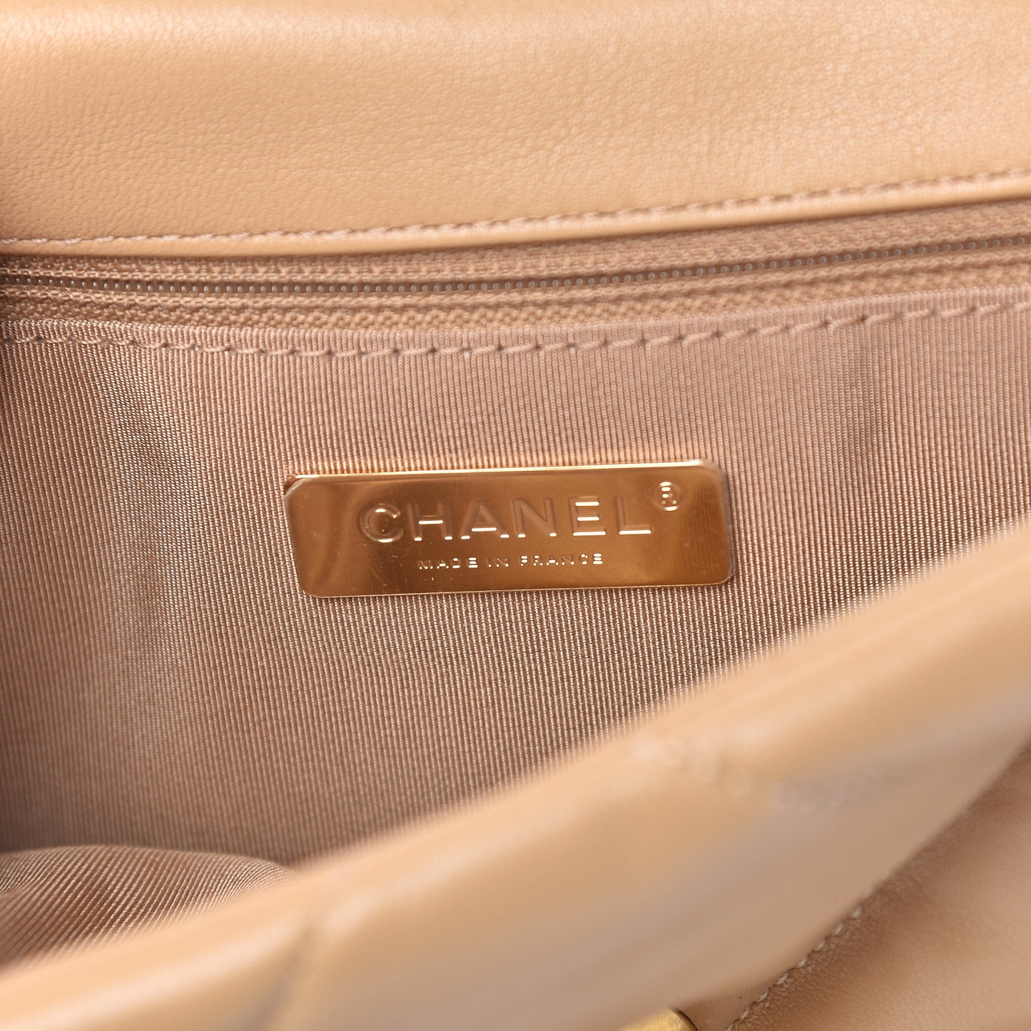 Lambskin Quilted Medium 19 Flap Dark Beige