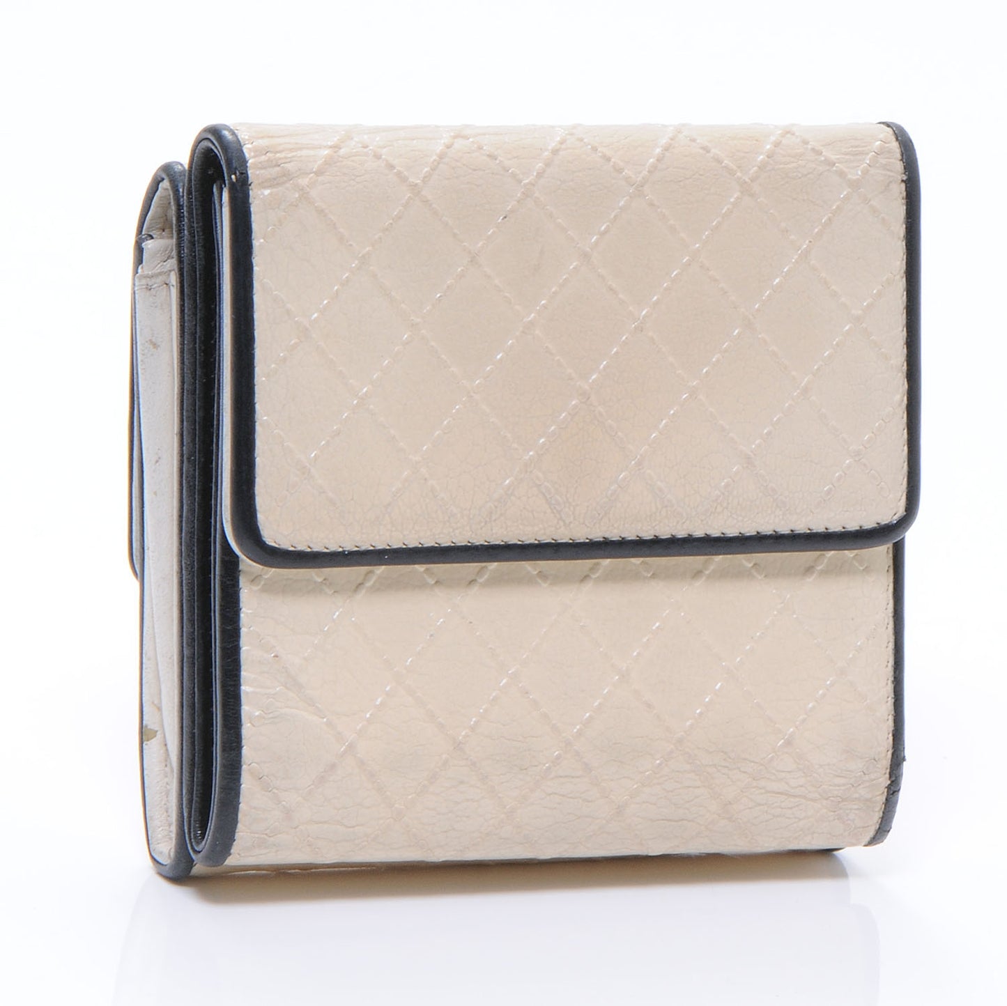 Diamond Stitch CC Compact Wallet Ivory