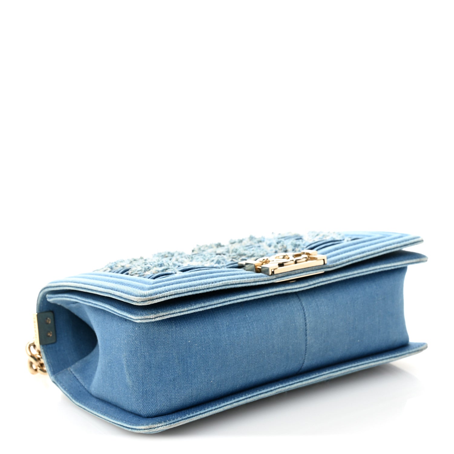 Chanel Denim Pleated Medium Boy Flap Light Blue 4 of 10