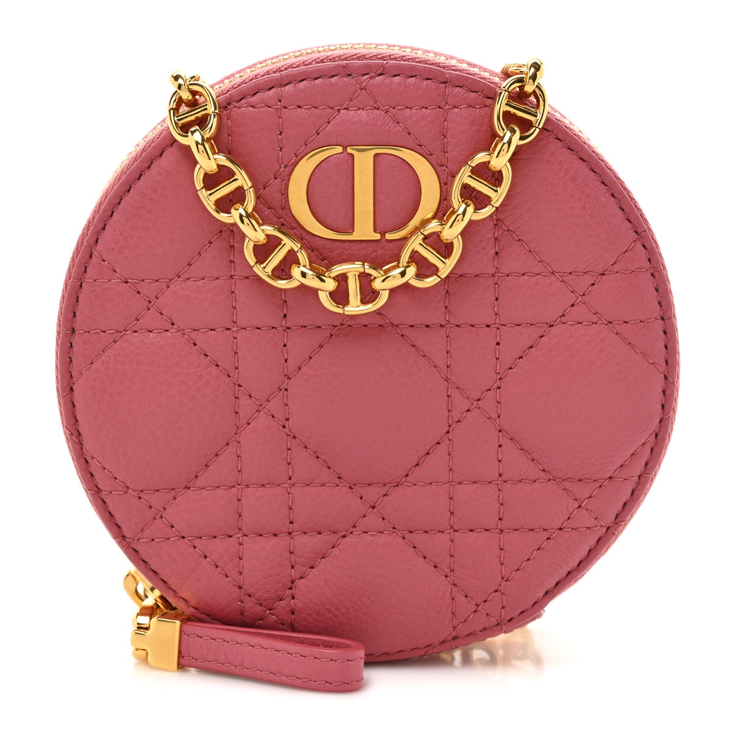 Christian Dior Calfskin Cannage Round Caro Pouch Pink Yarrow 1 of 10