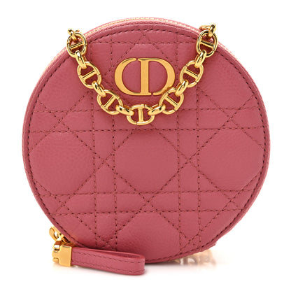 Christian Dior Calfskin Cannage Round Caro Pouch Pink Yarrow 1 of 10