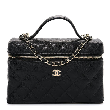 Chanel Caviar Quilted Top Handle Slim Vanity With Chain Black 1 of 11
