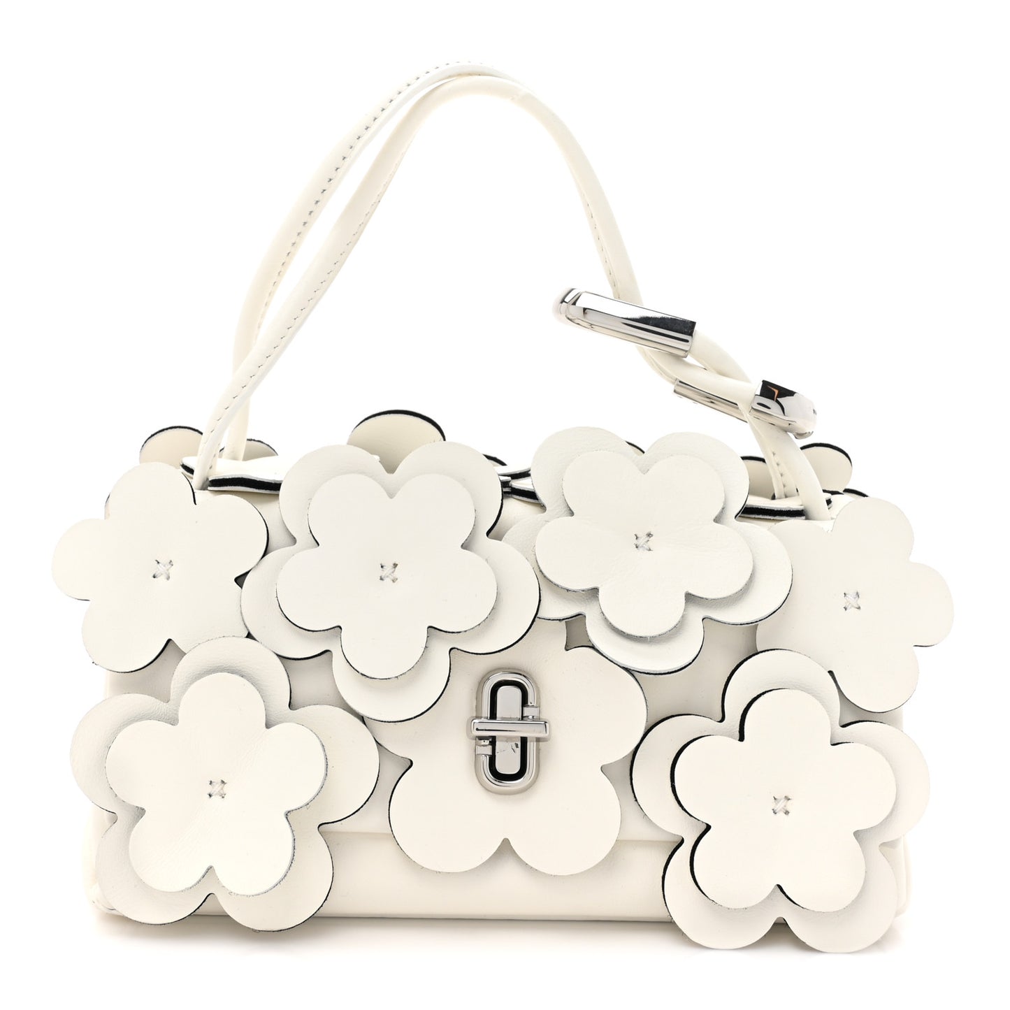 Lambskin Daisy Applique The Mini Dual Bag White