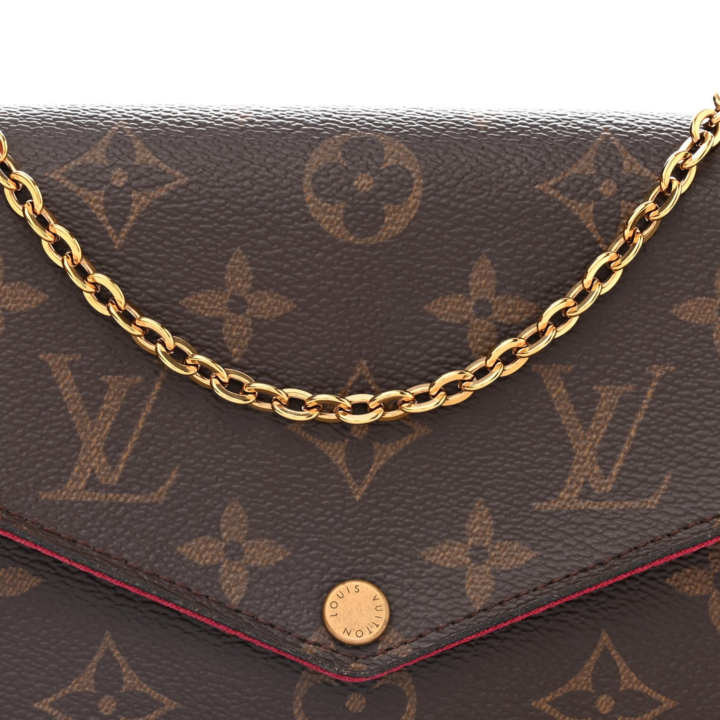 Monogram Pochette Felicie Chain Wallet Fuchsia
