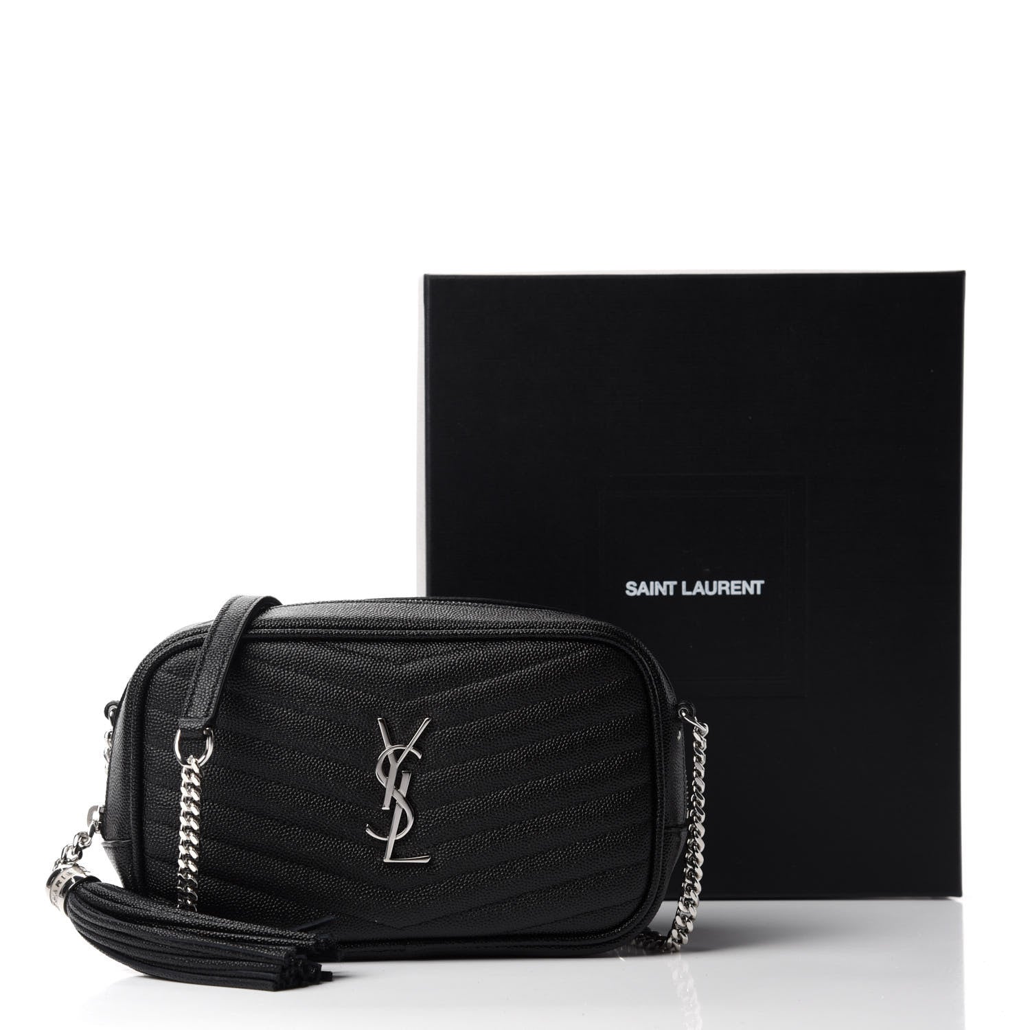 Saint Laurent Grain De Poudre Matelasse Monogram Mini Lou Camera Bag Black 11 of 11