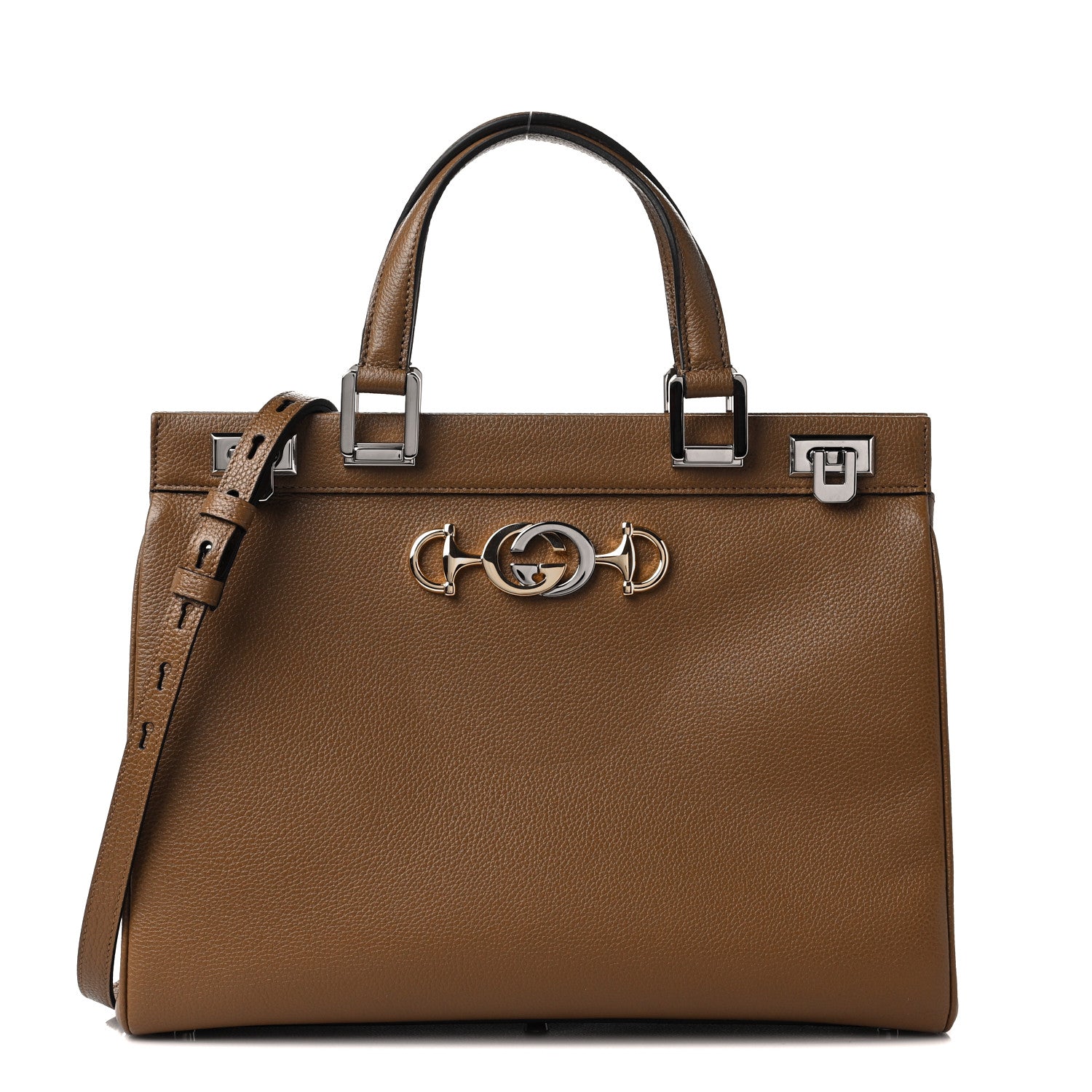 Gucci Grainy Calfskin Medium Zumi Top Handle Bag Friky Taupe 1 of 9