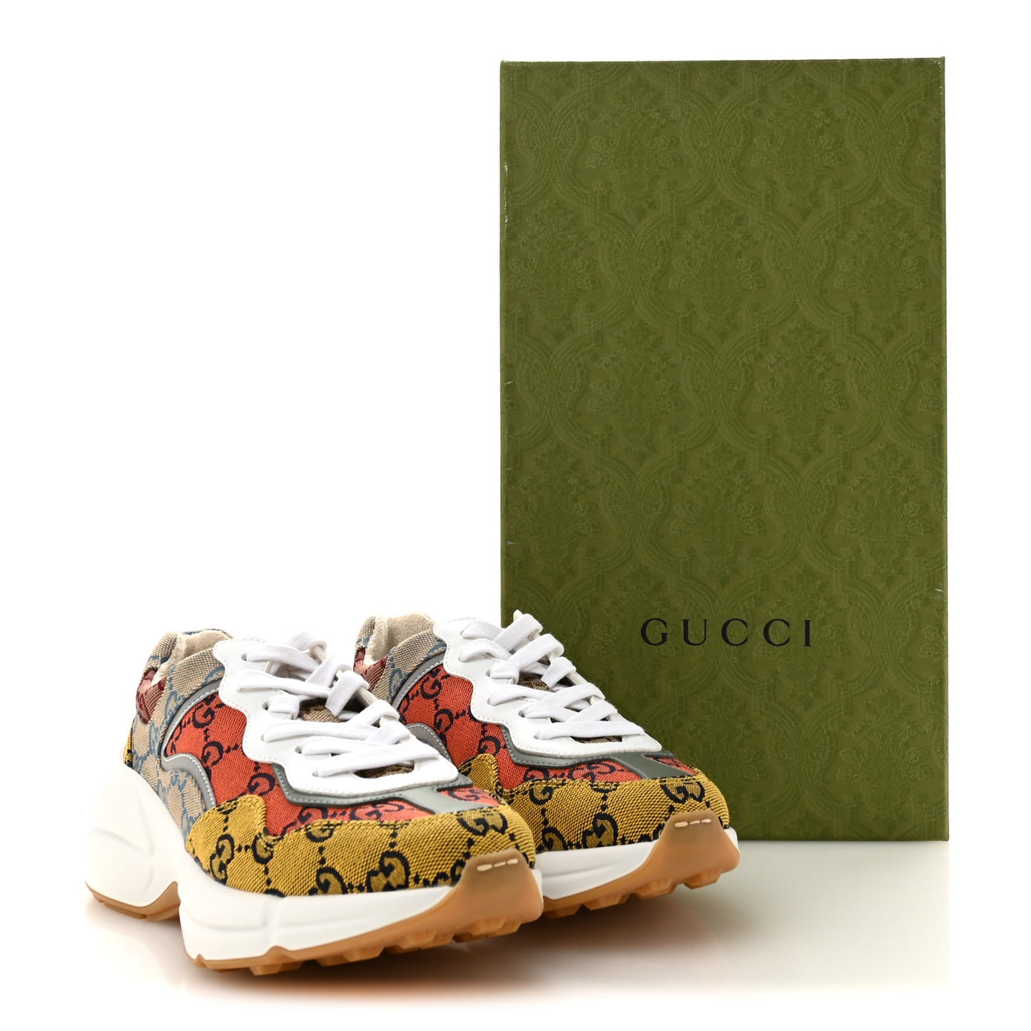 Monogram Multicolor Demetra Womens Rhyton Sneakers 35.5 Yellow Blue Great White Tabasco