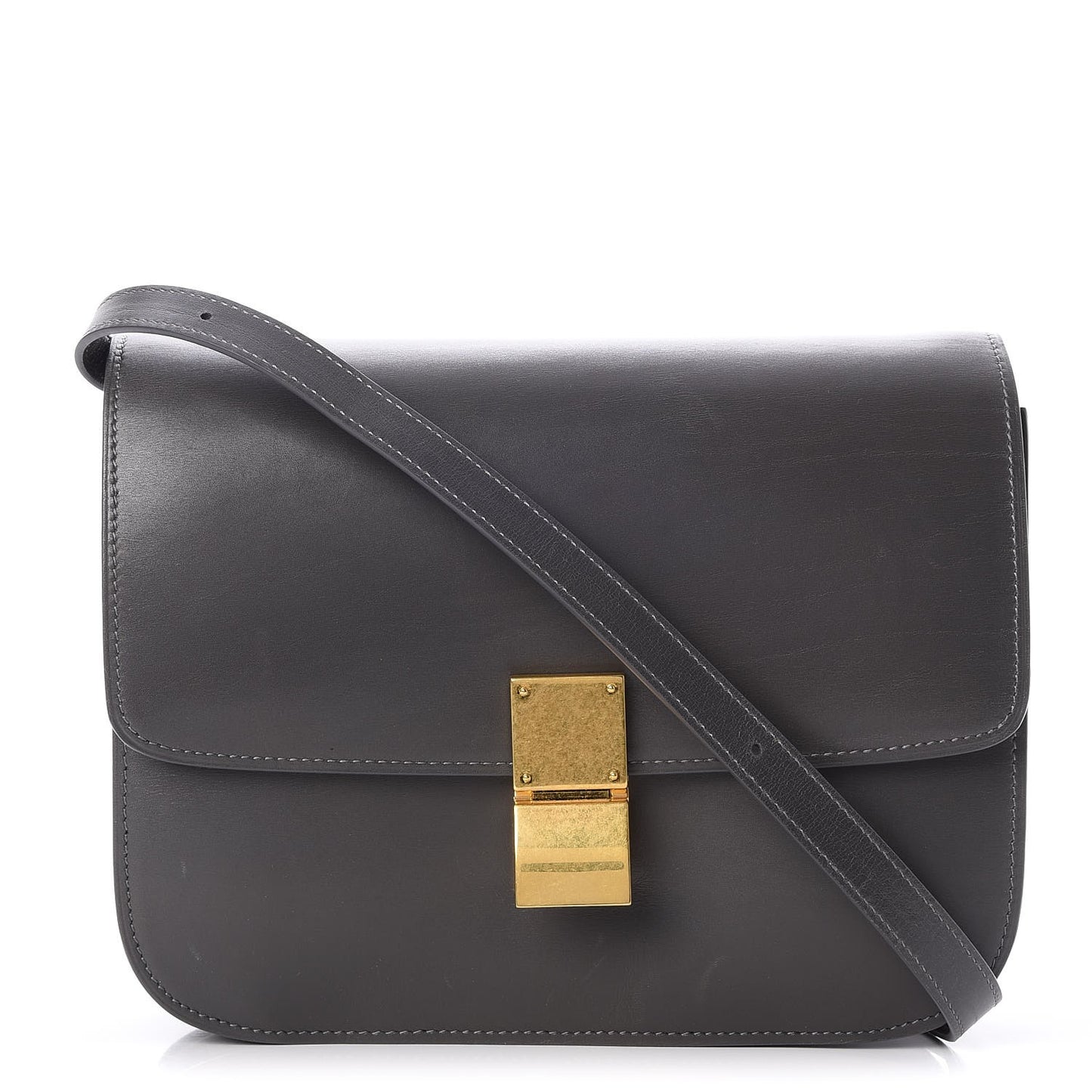 Smooth Calfskin Medium Classic Box Flap Bag Grey