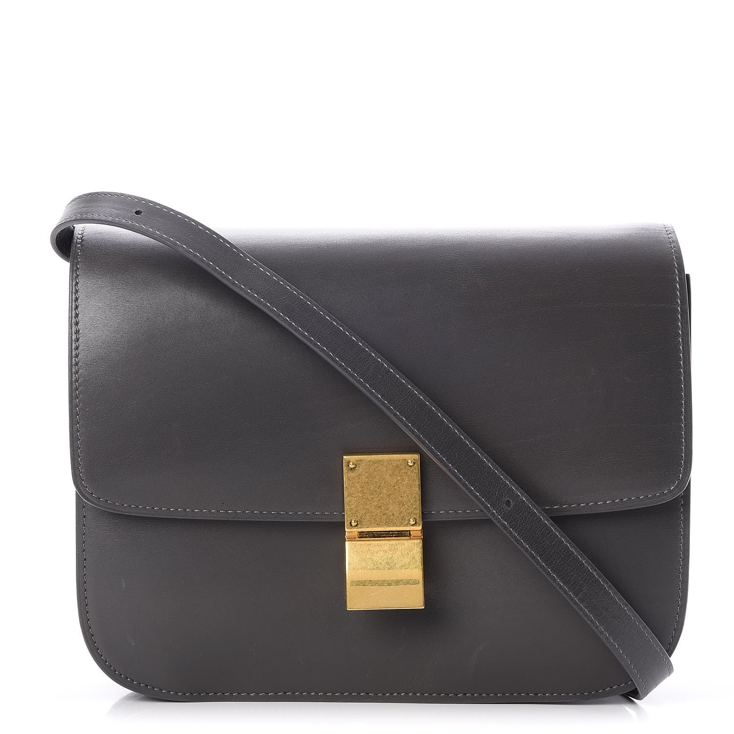 Celine Smooth Calfskin Medium Classic Box Flap Bag Grey 1 of 7