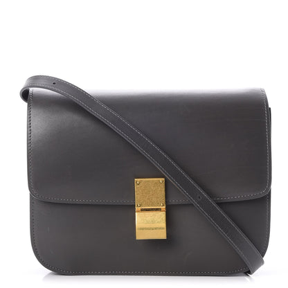 Celine Smooth Calfskin Medium Classic Box Flap Bag Grey 1 of 7