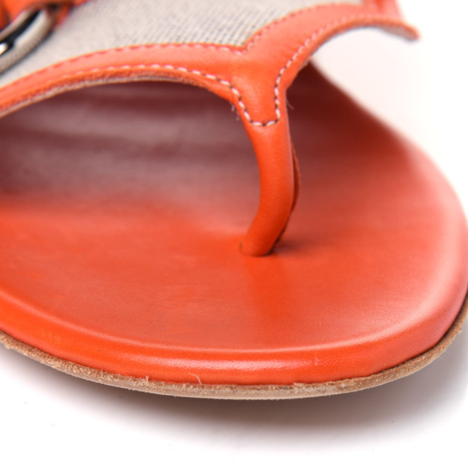 Hermes Calfskin Canvas Buckle Sandals 36.5 11 of 12