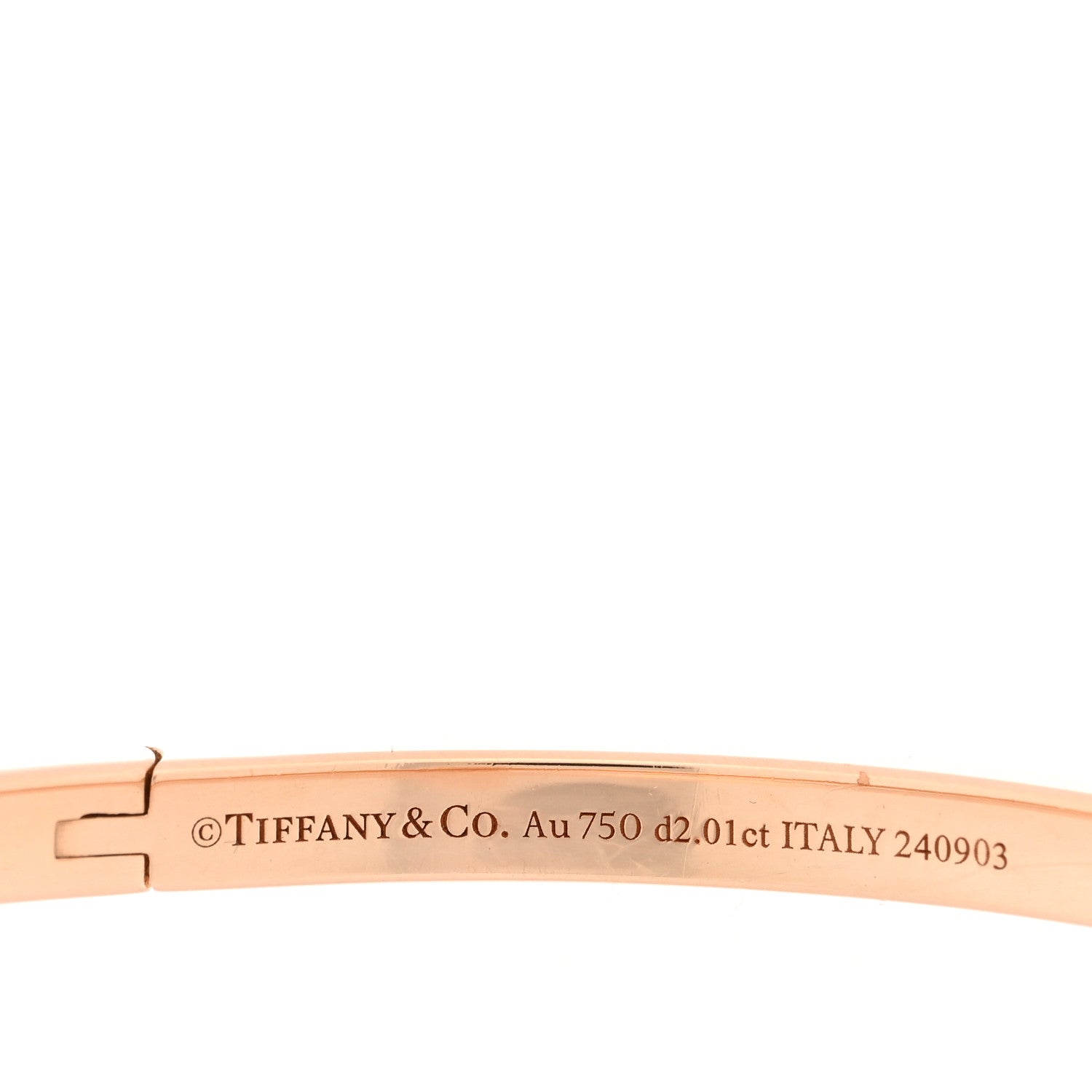 Tiffany 18K Rose Gold Diamond Narrow T T1 Hinged Bangle Bracelet 3 of 4
