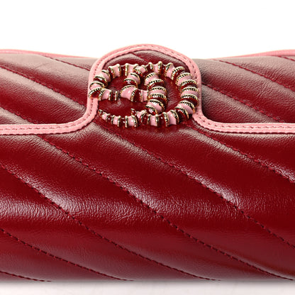 Gucci Azalea Calfskin Enamel Matelasse Diagonal Super Mini Torchon GG Marmont Shoulder Bag New Cherry Red Wild Rose 6 of 6