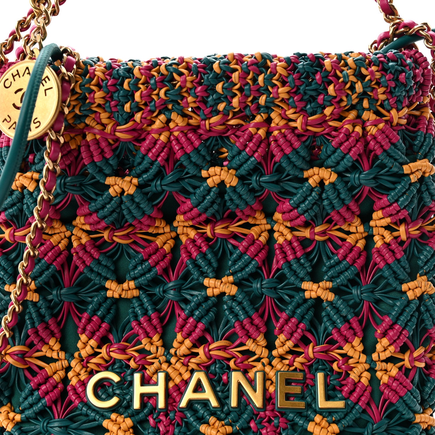 Chanel Calfskin Macrame Mini Chanel 22 Green Purple Yellow 8 of 10