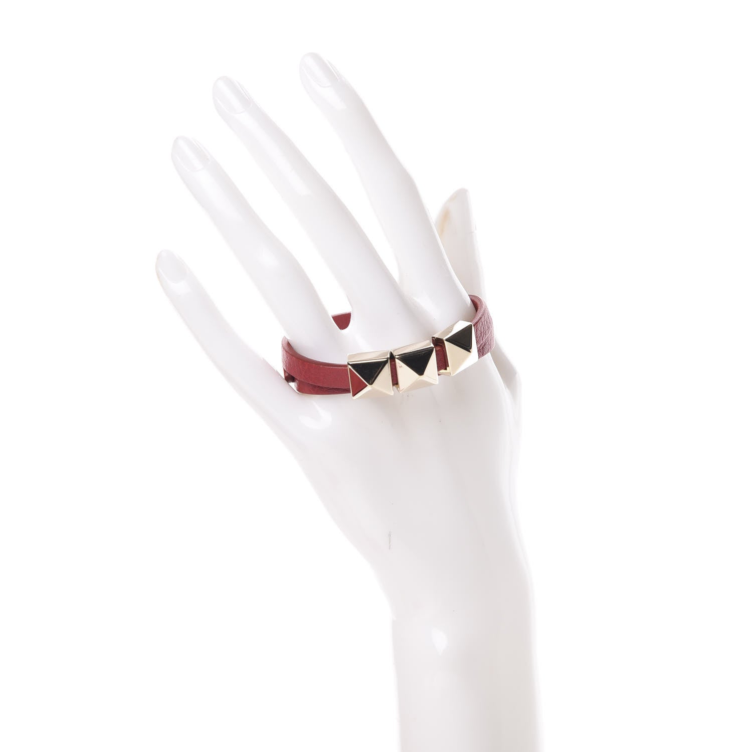 Valentino Garavani Vitello Rockstud Double Wrap Bracelet Red 2 of 6