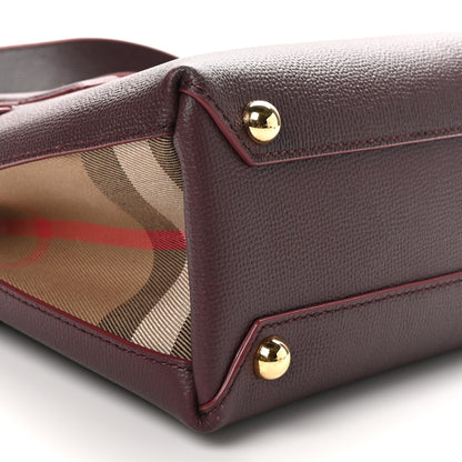 Burberry Grainy Calfskin House Check Small Banner Tote Mahogany Red 10 of 11