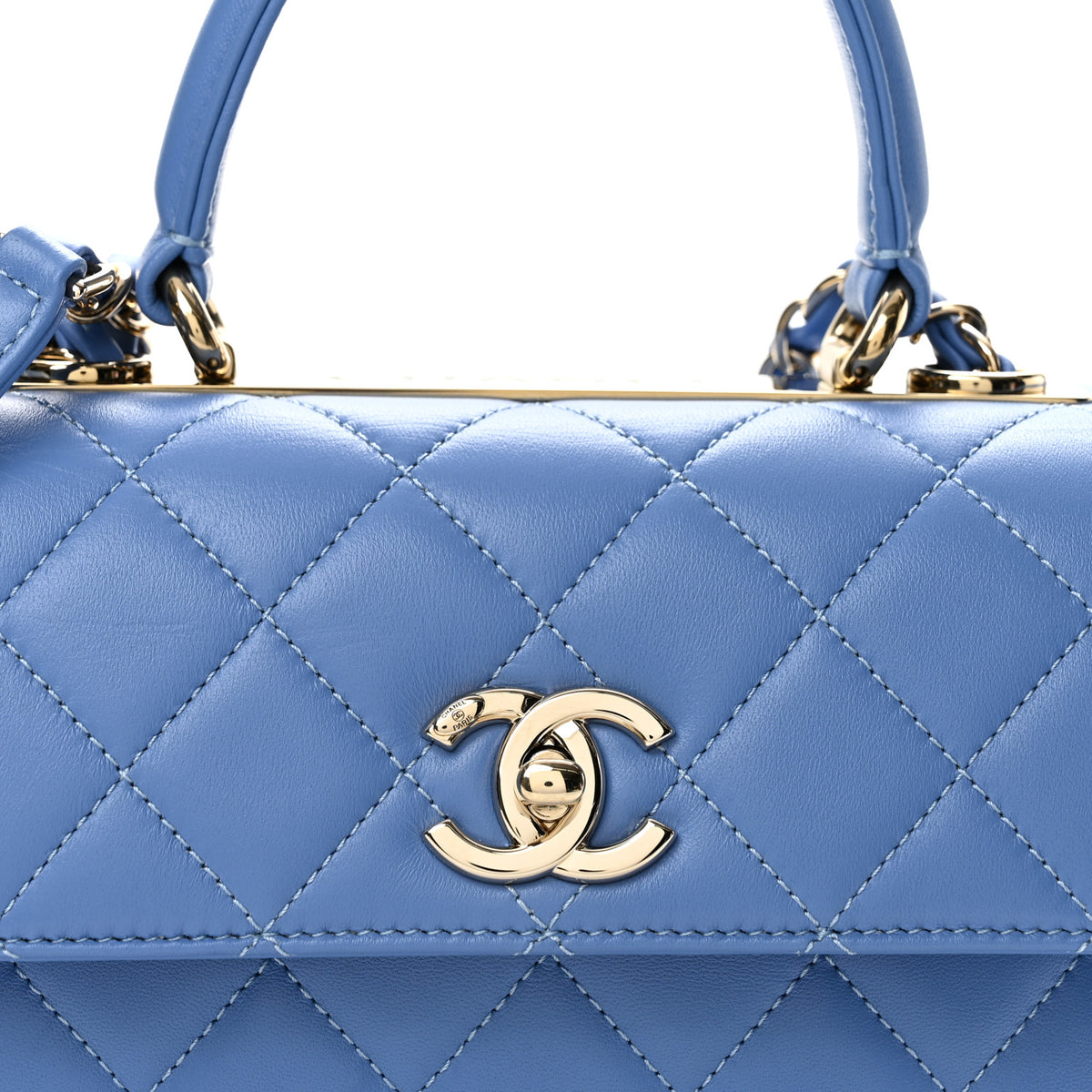 Lambskin Quilted Mini Trendy CC Dual Handle Flap Bag Light Blue