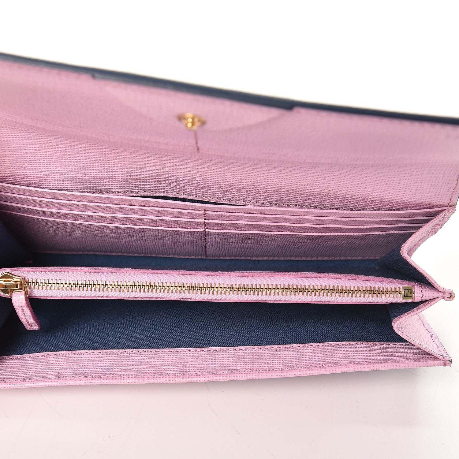 Fendi Vitello Elite Crystal Eye Monster Continental Wallet Cobalt Lavender Pink 5 of 8