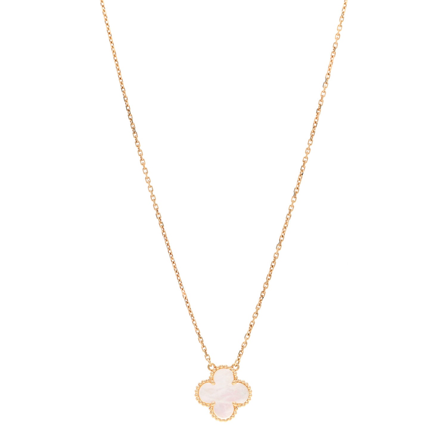Van Cleef & Arpels 18K Yellow Gold Mother of Pearl Vintage Alhambra Pendant Necklace 1 of 5
