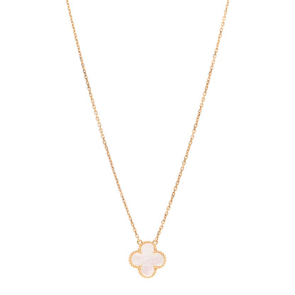 Van Cleef & Arpels 18K Yellow Gold Mother of Pearl Vintage Alhambra Pendant Necklace 1 of 5