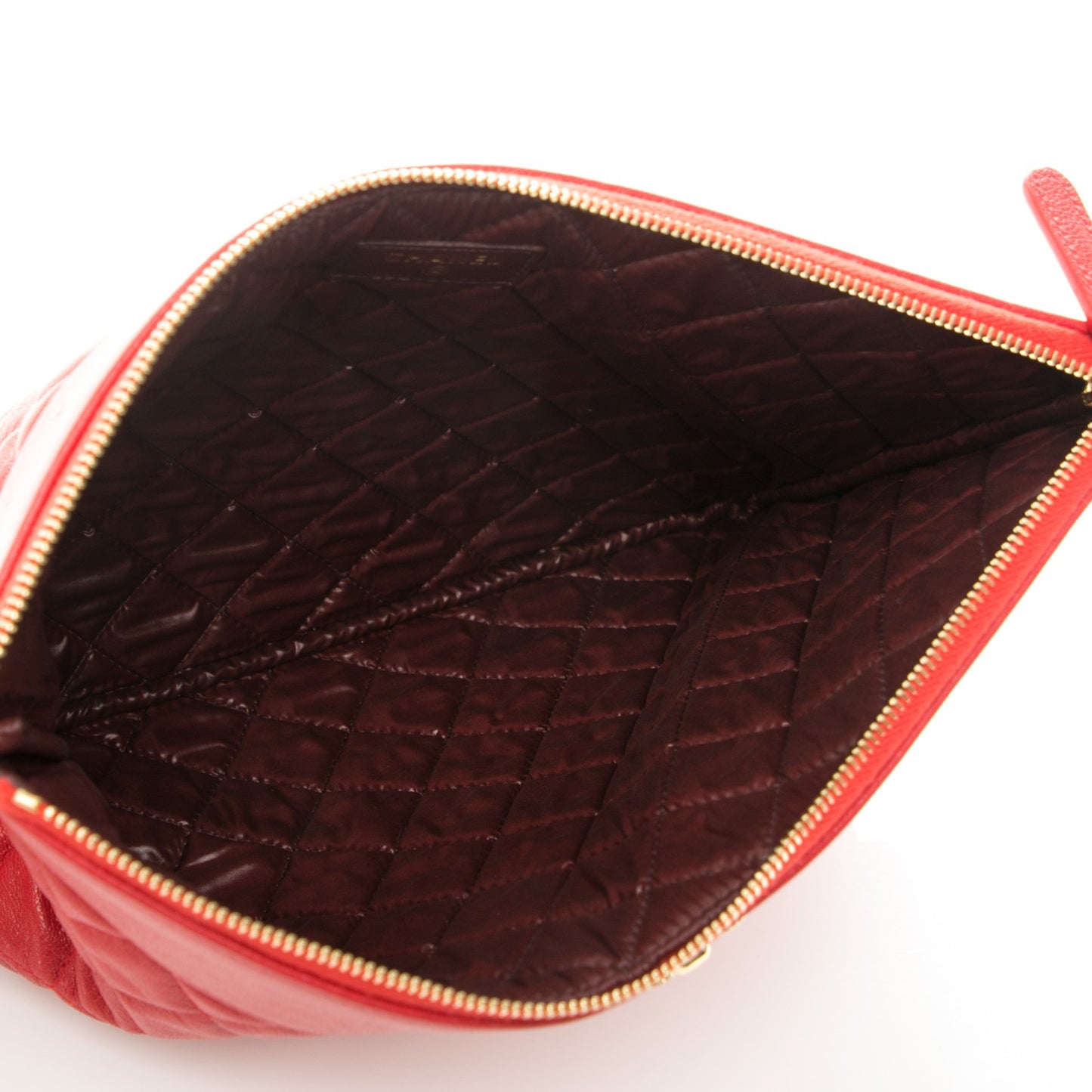 Sheepskin Quilted Medium Vintage Mademoiselle Cosmetic Case Red