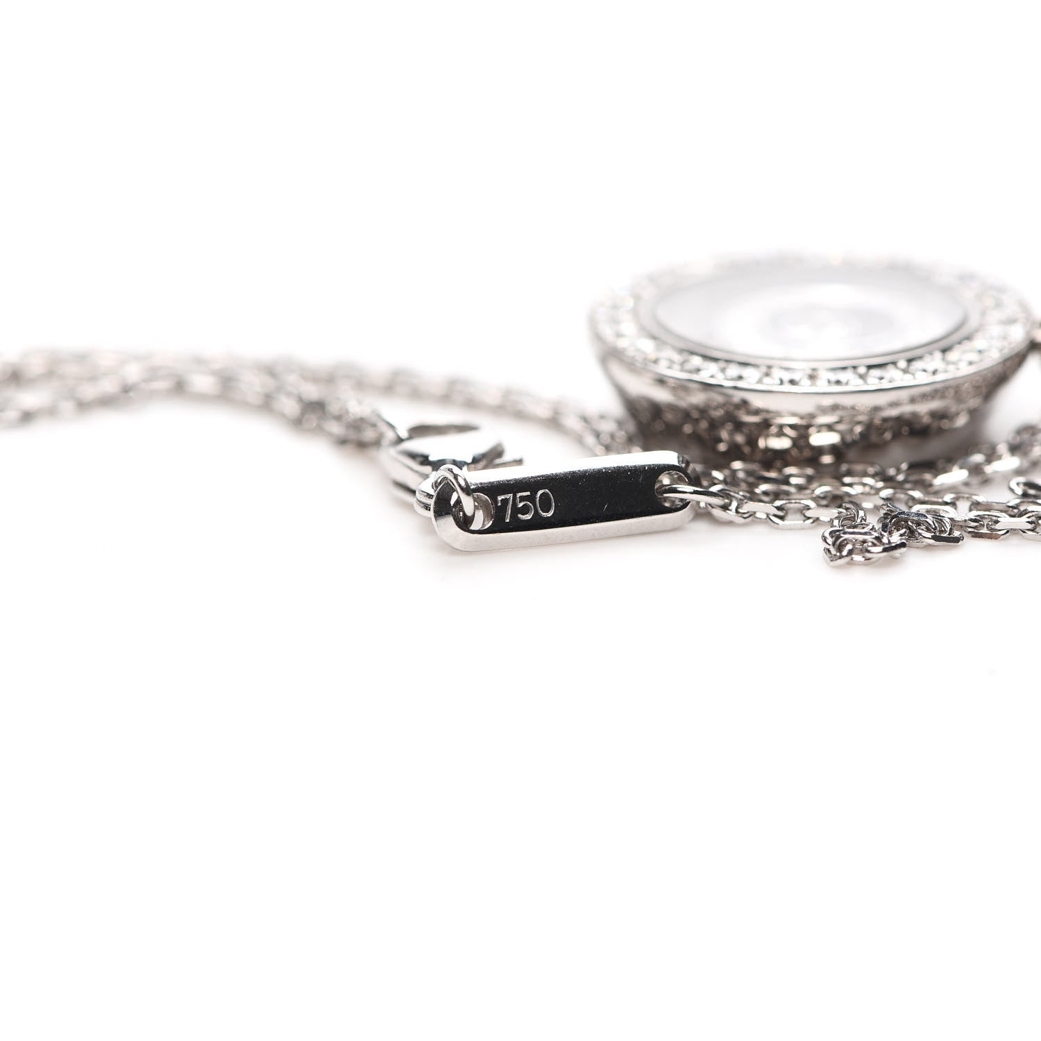 Chopard 18K White Gold Diamond Happy Spirit Pendant Necklace 6 of 7