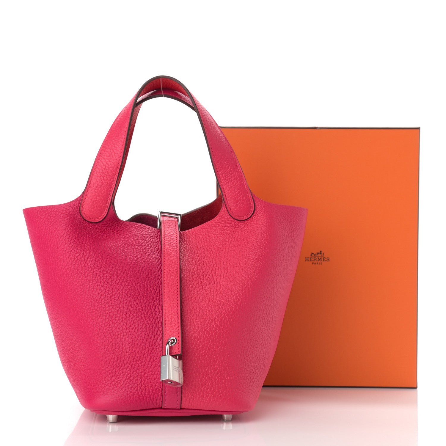 Hermes Taurillon Clemence Tri-Color Picotin Lock 18 PM Rose Extreme Rose Mexico Rouge De Coeur 11 of 11